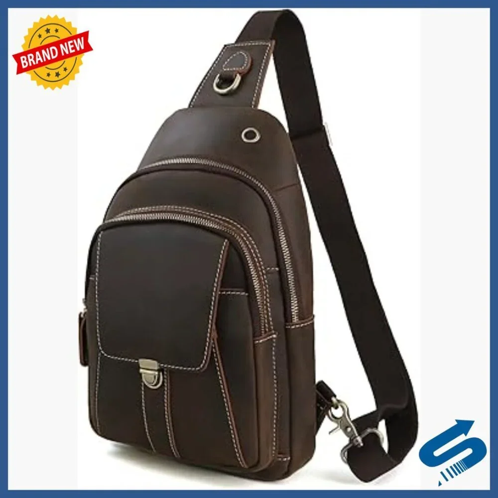 Vintage Genuine Leather Crossbody Sling Bag Fits 10.5